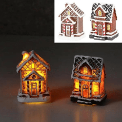 LED-Lebkuchenhaus Mini, Winterdeko Set, 2 Stück, 6x8 cm