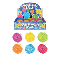 LED Leuchtball für Hunde, Spikey Robuster Spielball mit Licht, 7,5 cm, 6Er-Pack, Mehrfarbig