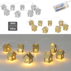 LED Lichterkette mit funkelnden Glitzerhäusern, 143 cm Länge, 2er-Set – Zauberhafte Atmosphäre