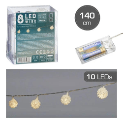 LED Lichterkette mit Spiralbällen - 8 LEDs, Länge ca. 140cm