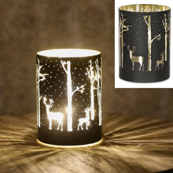 LED-Lichtglas mit Winterlandschaft, 12 cm hoch, 2er Set