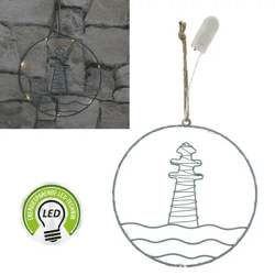 LED Pendelleuchte aus Metall im Leuchtturm-Design, ca. 20cm Durchmesser