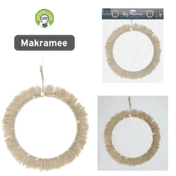 LED Ring Makramee zum Hängen, 20 LEDs, Durchmesser Ca. 25cm – Stilvolles Stimmungslicht