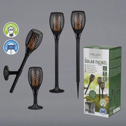 LED Solar-Gartenfackel, Realistisches Flammenflackern, 58cm, Außenbeleuchtung