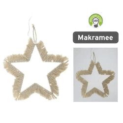 LED Stern Makramee zum Aufhängen, 20 LEDs, Durchmesser Ca. 30cm – Dekoratives Licht