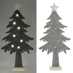LED Tannenbaum Filz stehend grau, 67 cm – Moderne Festliche Deko | Stilvoller Filz-Tannenbaum mit Beleuchtung