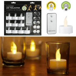 LED Teelicht 10er Set mit Fernbedienung, weiß - Praktisches flammenloses Kerzenset