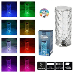 LED Tischlampe im Kristall-Look, 21cm Hoch, Modernes Design