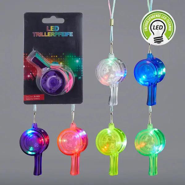 LED Trillerpfeifen, ca. 6cm, 6er-Set &ndash; Ideal f&uuml;r Partys und Sicherheit