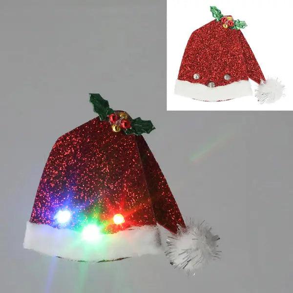 LED Christmas badge Santa hat - Luminous festive badge