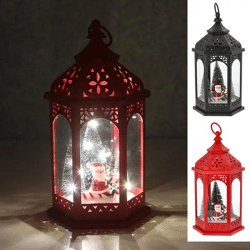 LED-Weihnachtslaterne mit Santa-Motiv und Zuckerstangen, 33 cm, 2er-Set