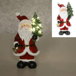 LED-Weihnachtsmann mit Leucht-Tannenbaum, Festtagsdeko, 20 cm Höhe