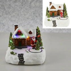 LED-Winterlandschaft mit drehendem Weihnachtsmann, Festliche Deko, 17x15cm