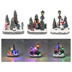 LED-Winterlandschaften im Set, 3 Stück, je 10x12 cm, Festlich