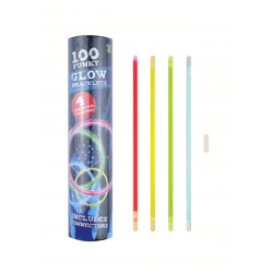Leuchtarmband Party-Pack, 100 Stück in 4 verschiedenen Farben, bunte Leuchtstäbe für Events & Feiern