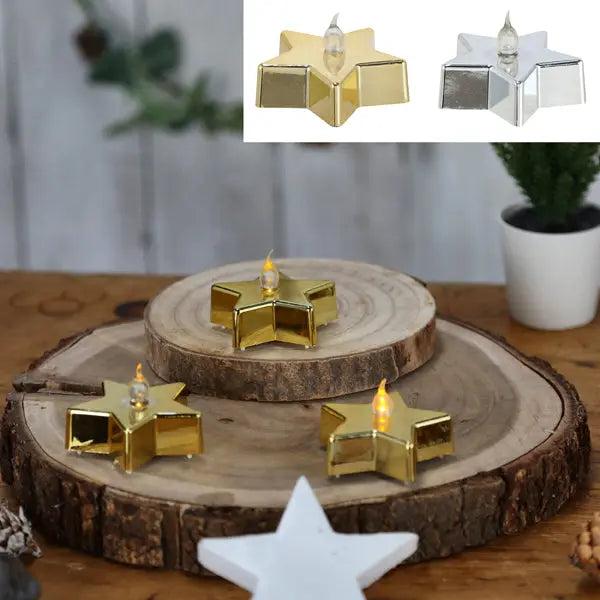 Leuchtende Sternenkerzen, 2er-Pack, Pr&auml;sentationsbox, LED Teelichter