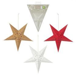 Leuchtender LED Papierstern mit Timer | 40cm | Weihnachtsdekoration | 3 LED | Energiesparend