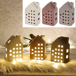 Leuchtendes Sandstein-Haus, 3er-Pack, M, ca. 14cmH - Gestalten Sie Ihr Ambiente mit LED-Häusern