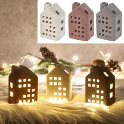 Leuchtendes Sandstein-Haus, 3er-Pack, S, ca. 11cmH - Gestalten Sie Ihre Umgebung mit LED-Häusern!