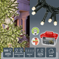 Lichterkette 500 LEDs auf 11m, inkl. praktischer Aufbewahrungsbox - Ideal für Deko