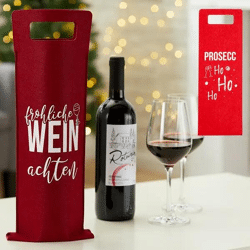 Lustige Weihnachts-Flaschentaschen aus Filz, 2er-Set