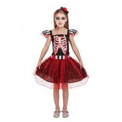 Mädchen Skelettkostüm Gross (10-12 Jahre) – Ideal für Halloween