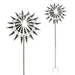 Magisches 3D Windrad, Schwarz, Moderne Gartendekoration, ca. 100 cm hoch