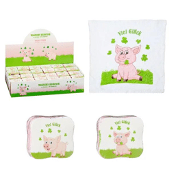 Magisches Handtuch Viel Glück, 2er Set, 30x30 cm, Kompakt und Saugstark, Glücksbringer Design