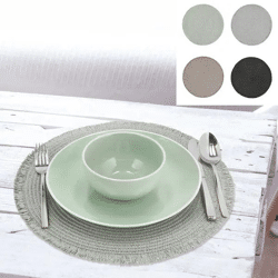 Makramee Tischsets 4er-Set - Rund Geflochten Dekor 38cm Durchmesser