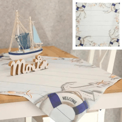 Maritime Tischdecke, ca. 85x85cm – Nautische Tischdekoration, quadratisch mit Seemotiven