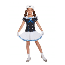 Matrosin-Kostüm für Kinder: Große Größe 10–12 Jahre, nautisches Outfit für Mädchen