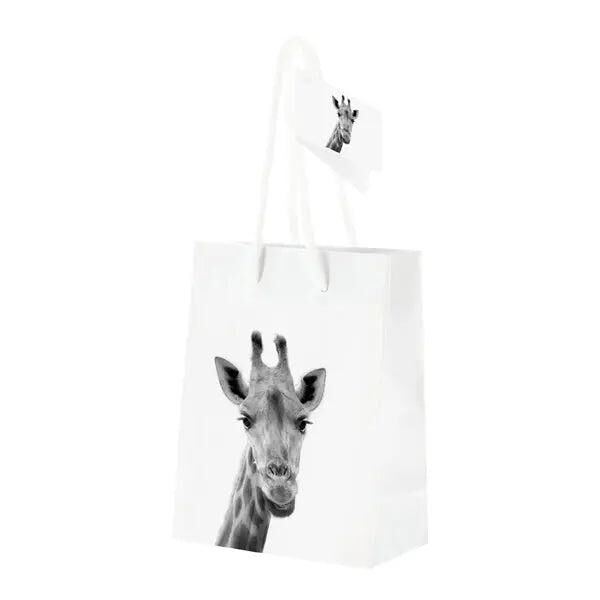 Medium Giraffe Print Gift Bag, Vibrant Design, Approx. 23cm High