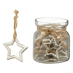 Metallanhänger Sternform, 25 Stück, Durchmesser 6 cm - Bastelbedarf