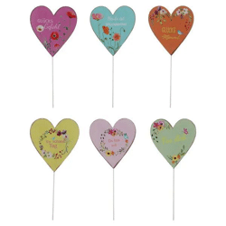 Metallherz-Stecker, 6er-Pack, ca. 10x30cmH