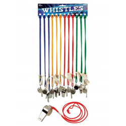 Metal whistle 5.5 cm, 4 colors, With 80 cm cord - Sport & Safety Accessories