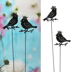 Metallvogel Garten-Deko, 2er-Set, Schwarz, Groß, Ca. 100cmH