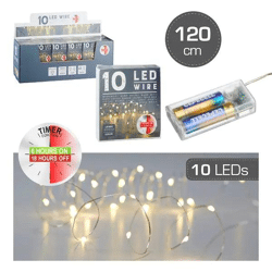 Mikro-LED-Lichterkette, 10 helle LED, Timer, 120 cm - Perfekte dekorative Beleuchtung
