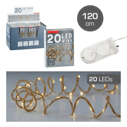 Mikro Lichterkette JUTE, 20 LEDs, Knopfzellenbetrieben, 120cm Länge