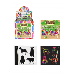 Mini Farm Magic Color Kratzset, Öko, 8,5 x 8,5 cm – Kreatives Bastelset für Kinder