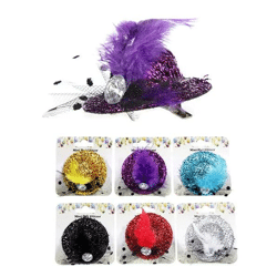 Mini-Hüte mit Glitzer und Feder – Festliches 6er-Set, je 7cm, Partyzubehör