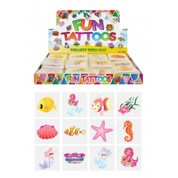 Mini Meerjungfrau-Tattoos, 4 cm, sortiert, 12 Stück - Hautfreundliche temporäre Kinder-Tattoos