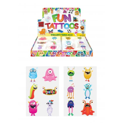 Mini Monster Tattoos 4 cm, 6 Stück Pro Karte, 2 verschiedene Designs - Temporäre Kindertattoos