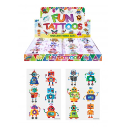 Mini-Roboter-Tattoos, 4 cm, verschiedene Designs, 6 Stück pro Karte