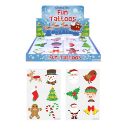 Mini-Tattoos 4 cm, Weihnachtsmotive, 6 Stück pro Karte, 2 Designs – ideal für Festtage