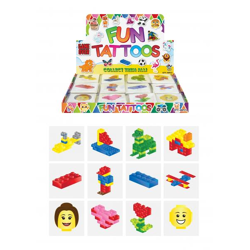 Mini-Tattoos 4cm, Brickz-Design, 12Er-Pack, Sortierte Muster, Wasserfest & Hautfreundlich