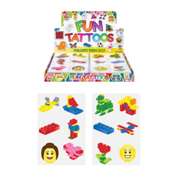 Mini-Tattoos 4cm Brickz-Design, 6 Stück Pro Karte, 2 Sorten - Temporäre Kinder Tattoos