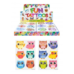Mini-Tattoos Eulen, 4 cm, 6 Stück Pro Karte, 2 Typen - Temporäre Kinder Tattoos
