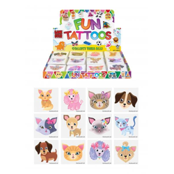 Mini-Tattoos für Kinder, 12 verschiedene Designs, Katzen- & Hundemotive, 4 cm, wasserfest