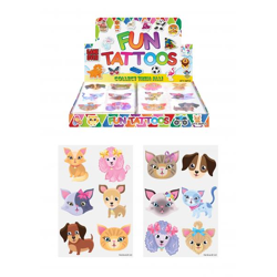 Mini-Tattoos für Kinder, 4cm, Tiermotive Katzen & Hunde, 6 Stück Pro Karte, 2 Designs