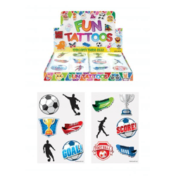 Mini tattoos soccer, 4 cm, 6 pieces per card, 2 different motifs - Ideal for sporting events & parties
